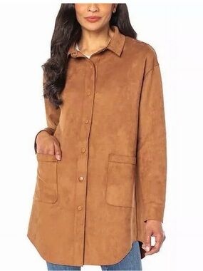 Well Worn Women's Camel/Tan Button-Front Trench Coat
